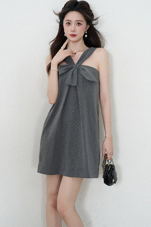Gray Polka Dot Suspender Dress