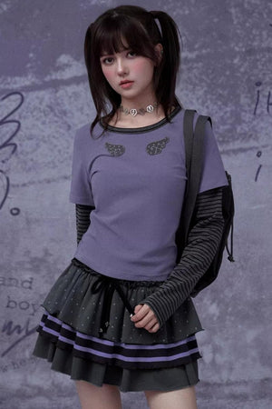 Gray-Purple Cake Skirt