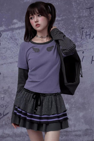 Gray-Purple Cake Skirt
