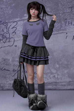 Gray-Purple Cake Skirt
