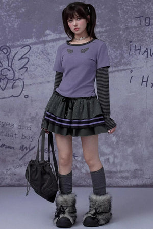 Gray-Purple Cake Skirt