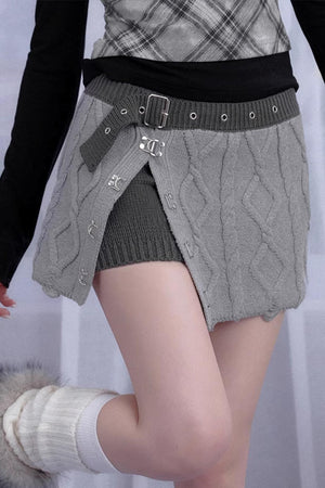 Gray Rhombus Sweater Skirt