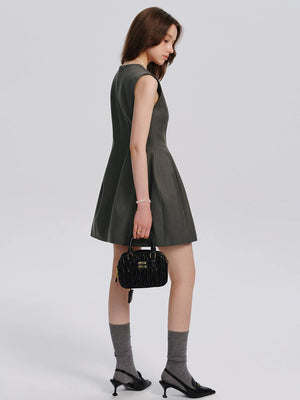 Gray Round Neck Sleeveless Dress