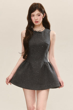 Gray Sleeveless Tank Dress and Blue Shirt Set-Up
