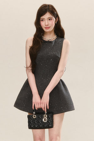 Gray Sleeveless Tank Dress and Blue Shirt Set-Up