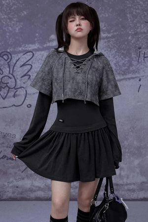 Gray Star Cat Ear Dress Set