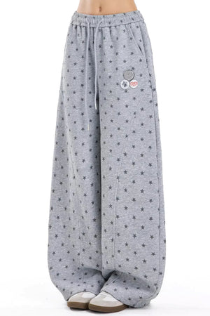 Gray Star Print Sweatpants