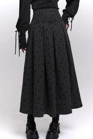 Gray Striped A-Line Skirt
