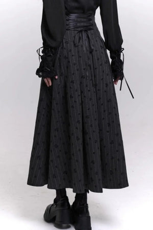 Gray Striped A-Line Skirt