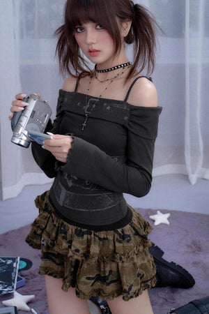 Gray Waist Belt Top
