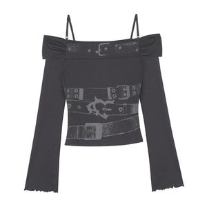 Gray Waist Belt Top