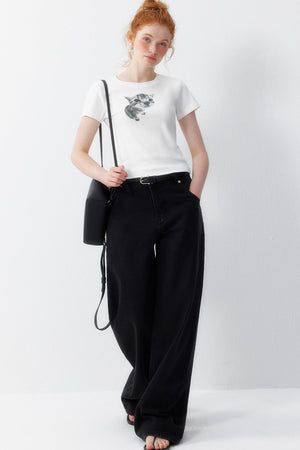 Gray Wide-Leg Jeans