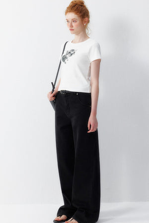 Gray Wide-Leg Jeans