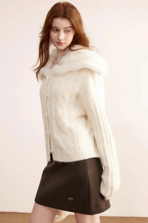 Gray Wool A-Line Skirt
