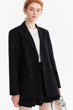 Gray Wool Blazer Skirt Set-Up