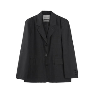 Gray Wool Blazer Skirt Set-Up