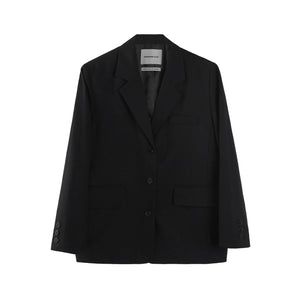 Gray Wool Blazer Skirt Set-Up