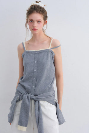 Gray Wool Knit Cardigan Set