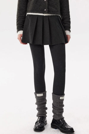 Gray Woolen Pleated Skirt