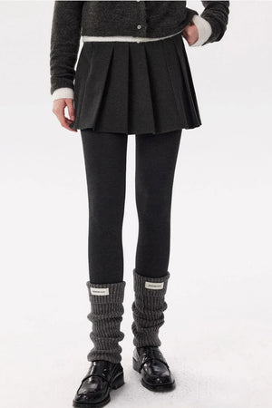 Gray Woolen Pleated Skirt