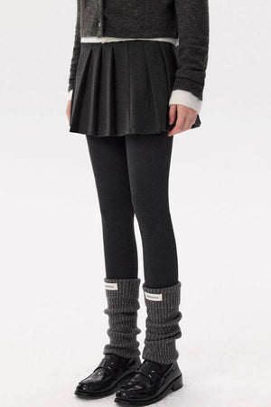 Gray Woolen Pleated Skirt