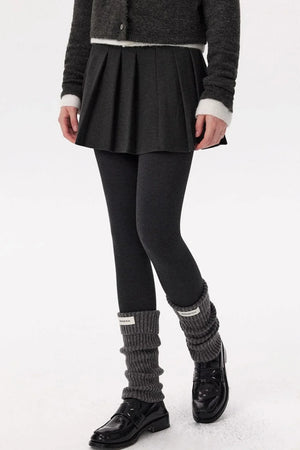 Gray Woolen Pleated Skirt