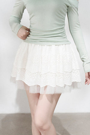 Green Off-Shoulder Pleated Knit Top and Skirt Set-Up