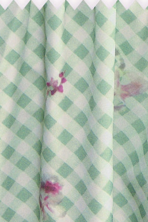 Green Plaid Floral Lace Dress