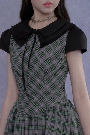 Green Plaid Peter Pan Dress