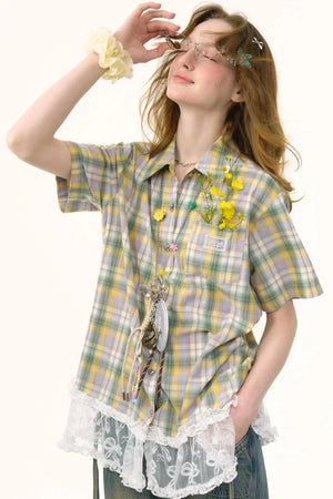 Green Plaid Top