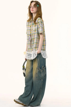 Green Plaid Top