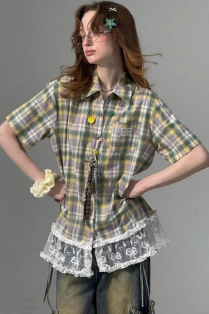 Green Plaid Top