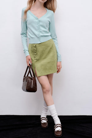 Green Polka Dot Ruffled Hip Skirt