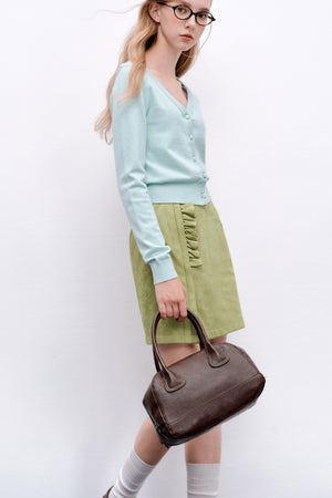 Green Polka Dot Ruffled Hip Skirt