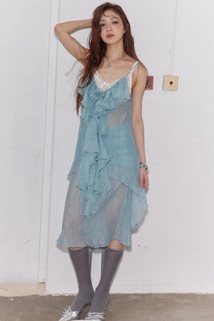 Green Ruffled Halter Skirt Set-Up
