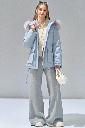 Grey Straight-Leg Sweatpants
