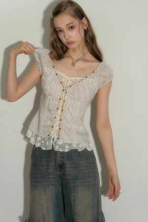 Half-Sugar Striped Blouse