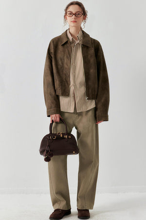 Halo Sense Brown Vintage Leather Jacket