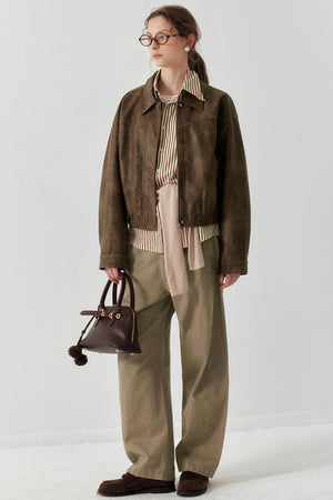 Halo Sense Brown Vintage Leather Jacket
