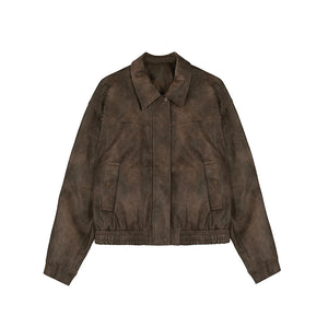 Halo Sense Brown Vintage Leather Jacket