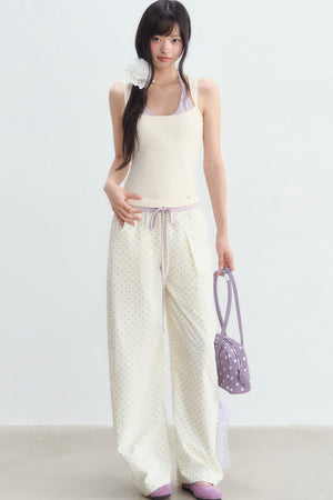 Halter Color-Blocked Camisole and Trousers Set-Up