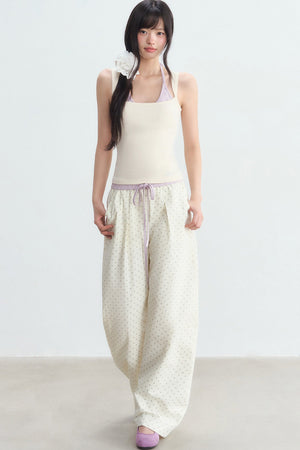 Halter Color-Blocked Camisole and Trousers Set-Up