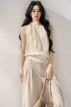 Halter Neck Beige Vest