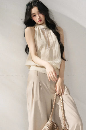 Halter Neck Beige Vest