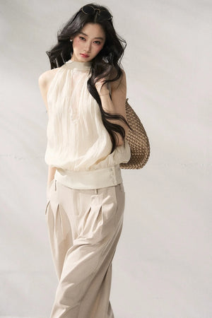 Halter Neck Beige Vest