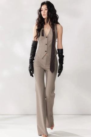Halter-Neck Blazer Vest Set-Up