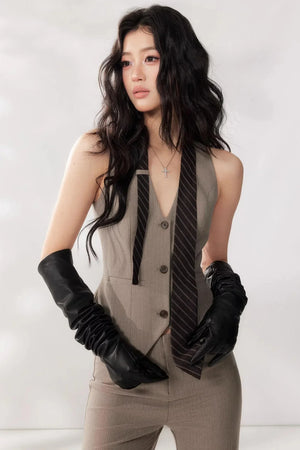 Halter-Neck Blazer Vest Set-Up
