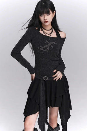 Halter Neck Off-Shoulder Dress
