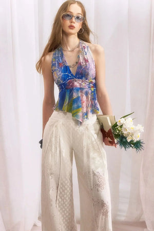 Halter Neck V-Neck Ruffle Camisole