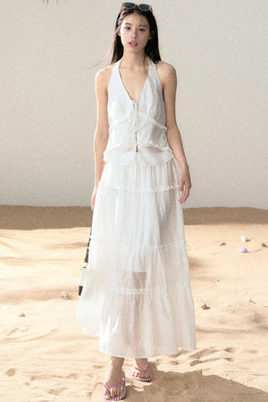 Halter Ruffled Top and Skirt Set-Up